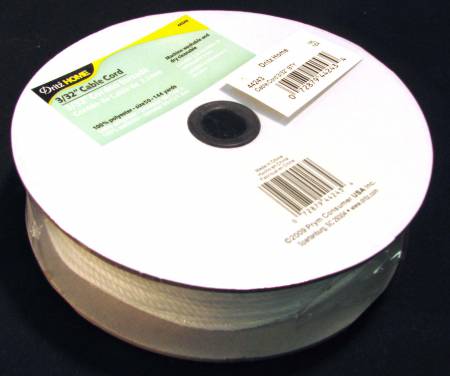 Cover cable cord with fabric to make coordinating piping or welting for home decorating projects such as pillows, curtains and upholstery. Use as a drawstring (knot ends to prevent raveling). 100% polyester. Machine washable and dry cleanable.  Color: White Made of: Polyester Use: Cording Size: 3/32in