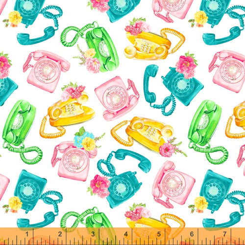 Between Friends Phone a Friend White by Windham Fabrics
