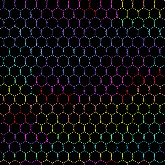 Chicken Wire Rainbow Black by Kim Schaefer for Andover Fabrics