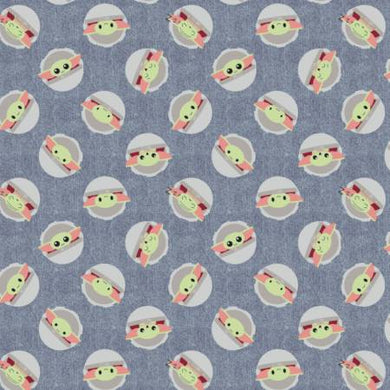 Blue Star Wars Mandalorian Baby Yoda Toss by Camelot Fabrics Cotton Quilting Fabric