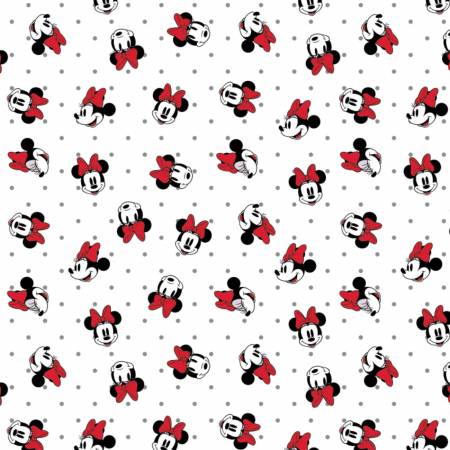 White Disney Minnie Mouse Dreaming In Dots by Camelot Fabrics quilting fabric