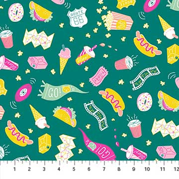 American Road Trip Snacks Teal by Figo