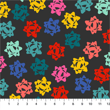 Peppermint Giant Bows Black by Dana Willard for Figo Fabrics