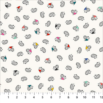 Peppermint Hedgehogs White by Dana Willard for Figo Fabrids