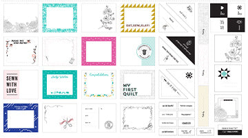Figo Label Panel 2/3 yd panel with preprinted quilt labels to cut and apply