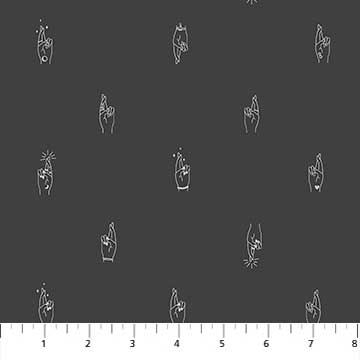 Lucky Charms Charcoal Fingers Crossed Cotton Fabric