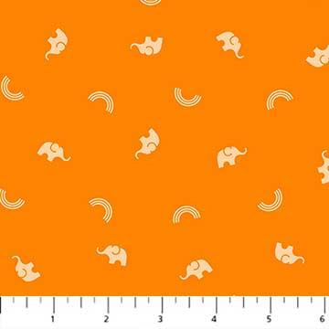 Lucky Charms Orange Elephants & Rainbows FIGO fabrics
