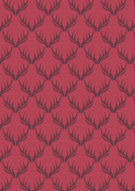 Loch Lewis Red Antlers cotton quilting fabric