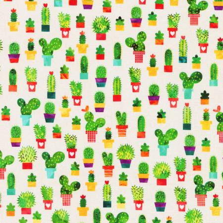 Chili Smiles Ivory Cacti by Robert Kaufman Cotton Fabric