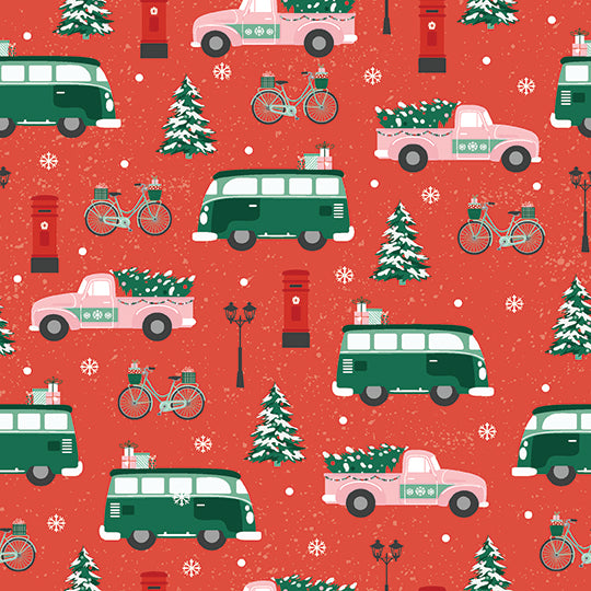 Home for Christmas Cars Red by Angela Nickeas for Paintbrush Studio