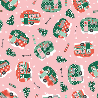 Home for Christmas Campers Pink by Angela Nickeas for Paintbrush Studio
