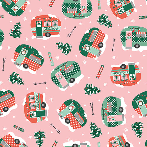 Home for Christmas Campers Pink by Angela Nickeas for Paintbrush Studio
