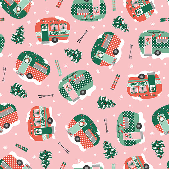 Home for Christmas Campers Pink by Angela Nickeas for Paintbrush Studio