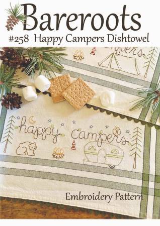 Happy Camper Kitchen Towel Embroidery Kit from Bareroots