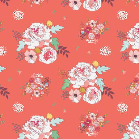 Idyllic Main Coral by Minki Kim for Riley Blake