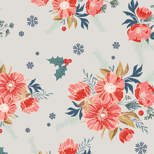 Cozy & Joyful Frosted Roses Cotton Fabric by Art Gallery Fabrics Maureen Cracknell