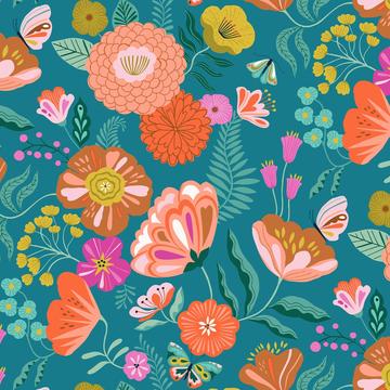Flutter By Main Floral Teal by Bethan Janine for Dashwood Studio
