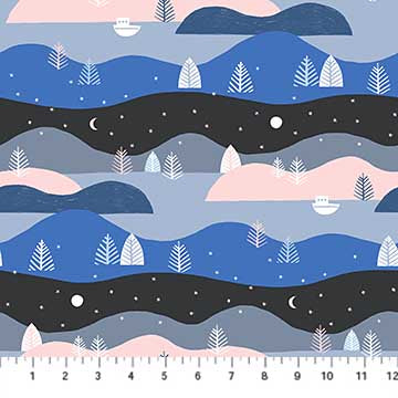 Moonlit Voyage Hills Stripe in Black Multi by Figo Fabrics