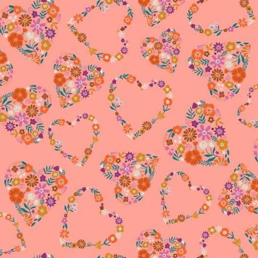 Good Vibes Floral Hearts Coral by Dashwood Studio