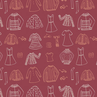 Little Clementine Papercut Wardrobe Crimson by Art Gallery Fabrics