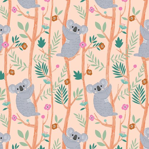 Dashwood Our Planet Koala Bamboo Cotton Quilting Fabric