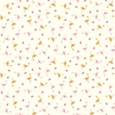 Stardust Flamingos Vintage White by Beverly McCullough for Riley Blake Designs cotton quilting fabric
