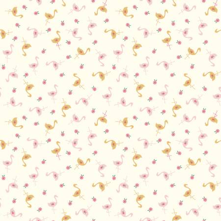 Stardust Flamingos Vintage White by Beverly McCullough for Riley Blake Designs cotton quilting fabric