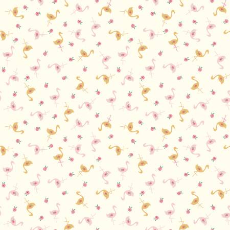Stardust Flamingos Vintage White by Beverly McCullough for Riley Blake Designs cotton quilting fabric