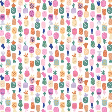 White Pineapple What's The Scoop? by Dear Stella cotton quilting fabric