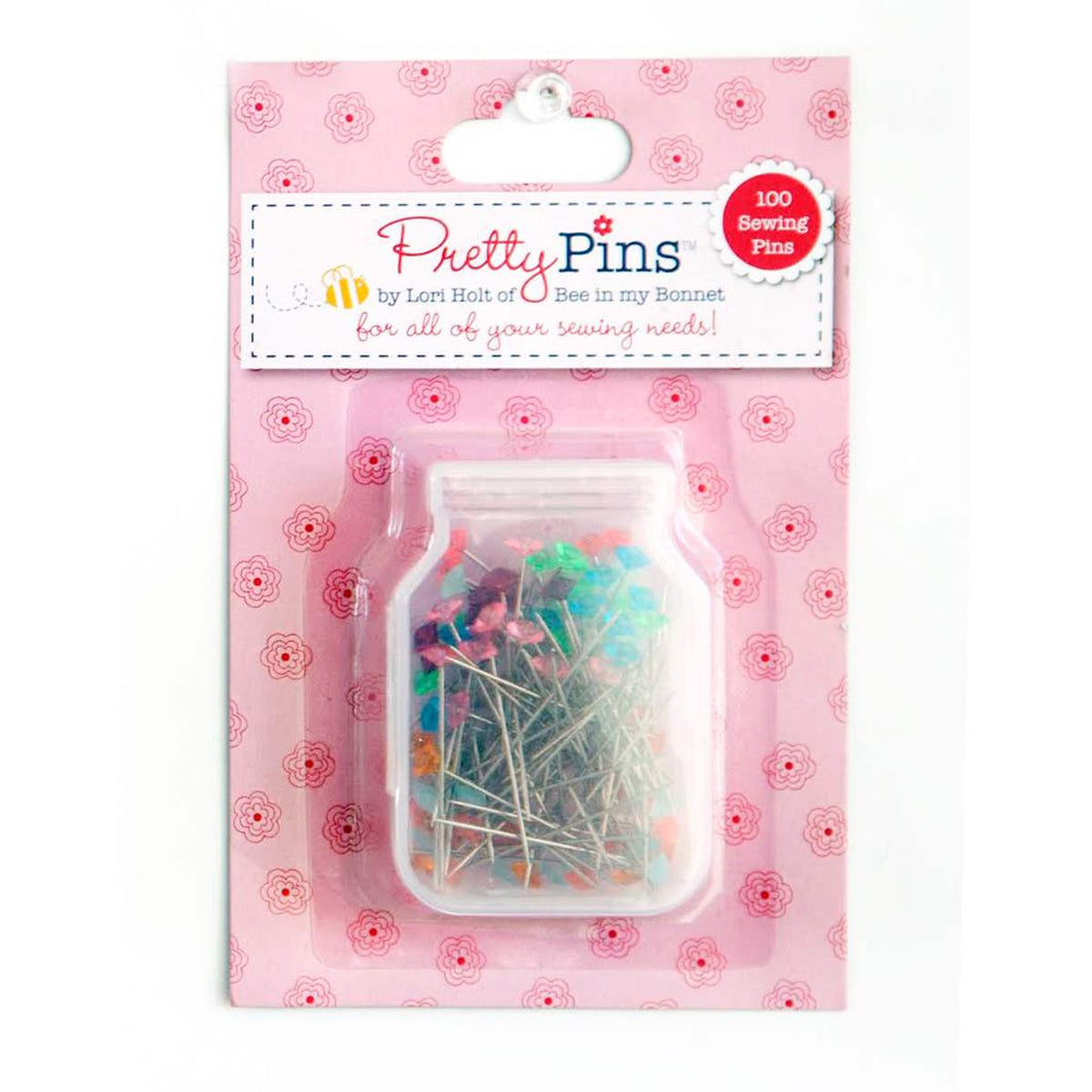 Pretty Pins by Lori Holt 100 ct diamond shaped heads in mason jar container