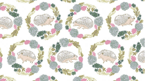 Hedgehogs White Fabric - Stitch Morgantown