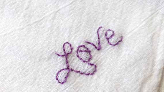 Love Hand Embroidered Handkerchief - Stitch Morgantown