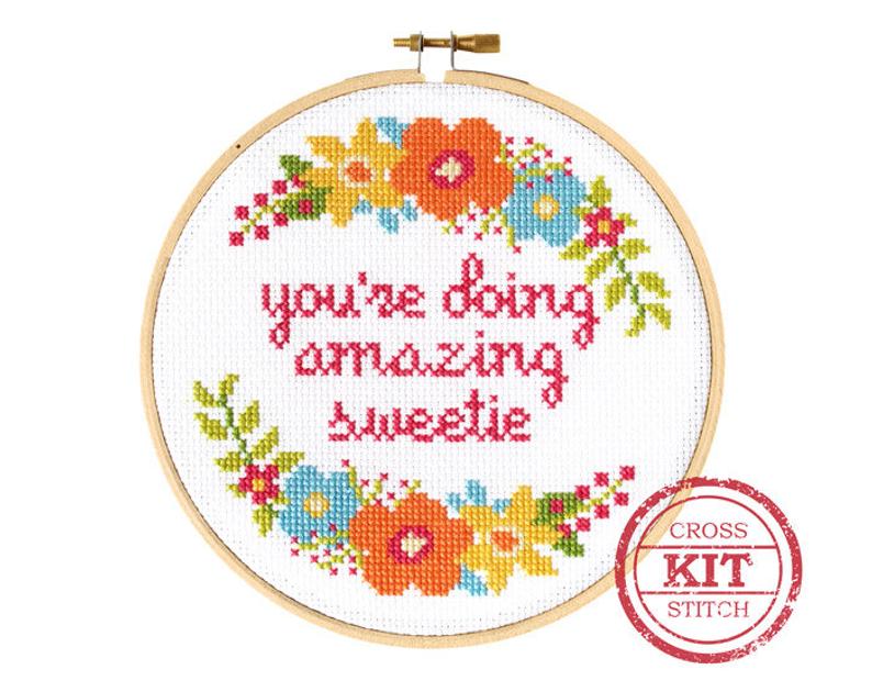 You're Doing Amazing Sweetie Cross Stitch Kit by The Stranded Stitch