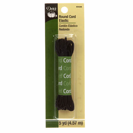 Dritz Black Round Cord Elastic in 5 yard package