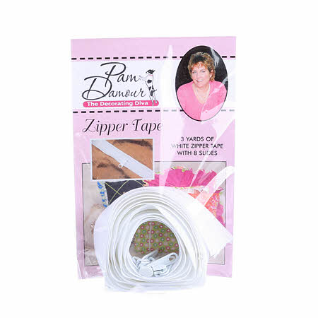 White Reversible Zipper Tape, 3 yards