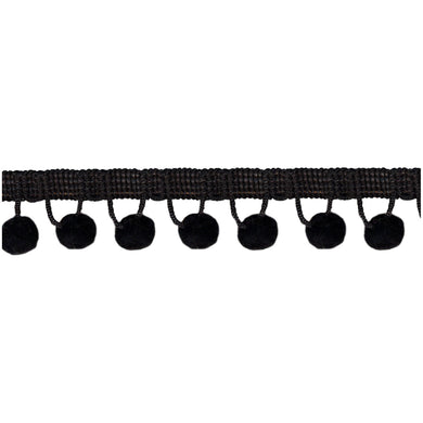 Chenille Pom Pom Trim Black - Stitch Morgantown