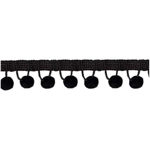 Chenille Pom Pom Trim Black - Stitch Morgantown